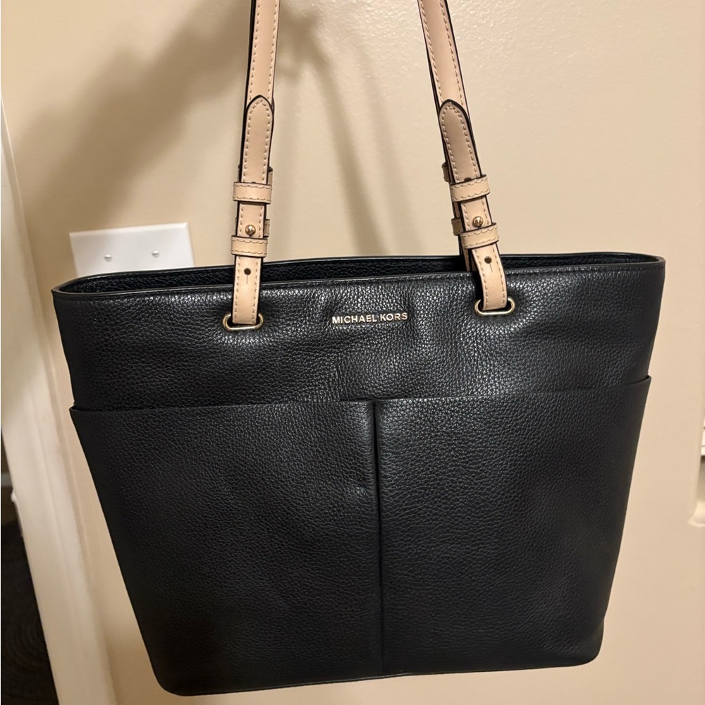 Michael Kors Black Tote with Tan Straps